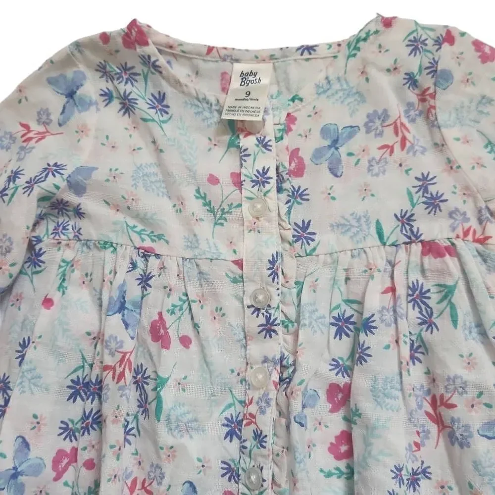 Baby B'Gosh Baby Girls Floral Button Down Peasant Top - Size 9 Months